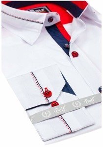 Camisa elegante de manga larga para hombre blanca Bolf 5826