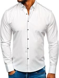 Camisa elegante de manga larga para hombre blanca Bolf 6920