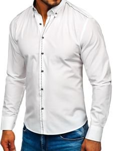 Camisa elegante de manga larga para hombre blanca Bolf 6920