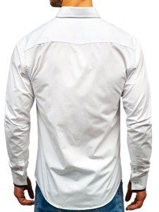 Camisa elegante de manga larga para hombre blanca y negra Bolf 1747