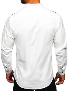 Camisa elegante de manga larga para hombre blanca y negra Bolf 5722-1