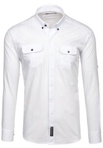 Camisa elegante de manga larga para hombre blanco Bolf 0780