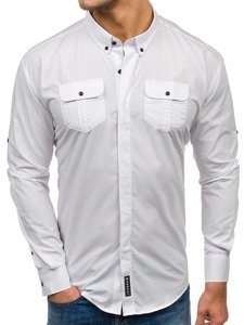 Camisa elegante de manga larga para hombre blanco Bolf 0780