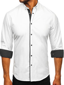 Camisa elegante de manga larga para hombre blanco Bolf 17724