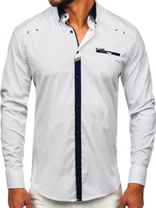 Camisa elegante de manga larga para hombre blanco Bolf 19603