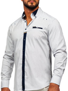 Camisa elegante de manga larga para hombre blanco Bolf 19603