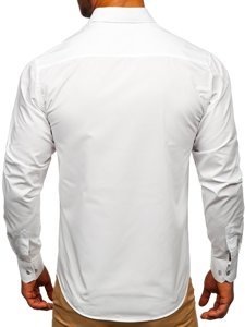 Camisa elegante de manga larga para hombre blanco Bolf 20703