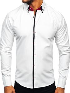 Camisa elegante de manga larga para hombre blanco Bolf 2767-1