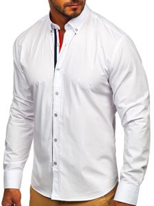 Camisa elegante de manga larga para hombre blanco Bolf 3713