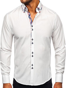 Camisa elegante de manga larga para hombre blanco Bolf 4704