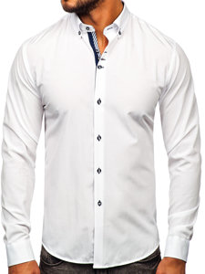 Camisa elegante de manga larga para hombre blanco Bolf 5796-1