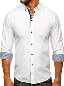 Camisa elegante de manga larga para hombre blanco Bolf 5796-1