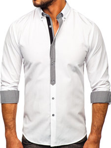 Camisa elegante de manga larga para hombre blanco Bolf 6873-1