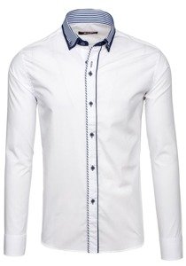 Camisa elegante de manga larga para hombre blanco Bolf 6941