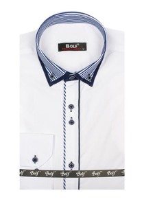 Camisa elegante de manga larga para hombre blanco Bolf 6941