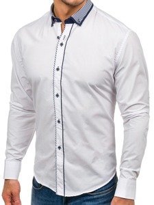 Camisa elegante de manga larga para hombre blanco Bolf 6941