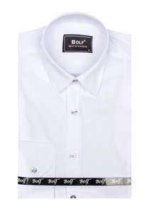 Camisa elegante de manga larga para hombre blanco Bolf 6944