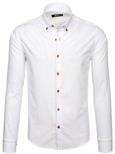 Camisa elegante de manga larga para hombre blanco Bolf 6964