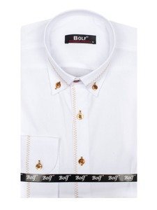 Camisa elegante de manga larga para hombre blanco Bolf 6964