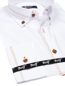 Camisa elegante de manga larga para hombre blanco Bolf 6964