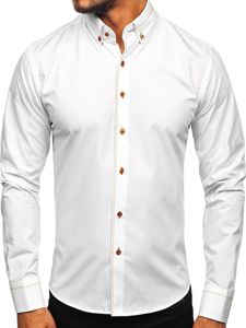 Camisa elegante de manga larga para hombre blanco Bolf 6964