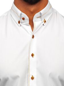 Camisa elegante de manga larga para hombre blanco Bolf 6964