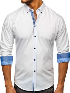 Camisa elegante de manga larga para hombre blanco Bolf 8838-1