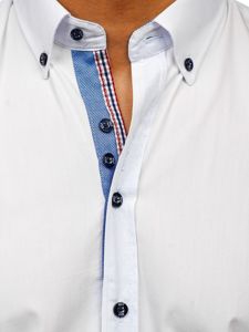 Camisa elegante de manga larga para hombre blanco Bolf 8838-1