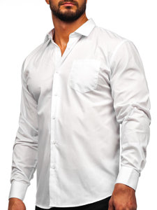 Camisa elegante de manga larga para hombre blanco Bolf M13