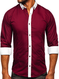 Camisa elegante de manga larga para hombre burdeos Bolf 21750