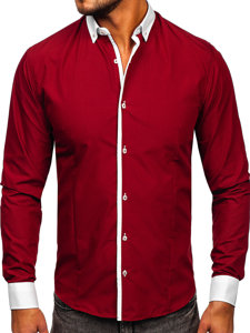 Camisa elegante de manga larga para hombre burdeos Bolf 2782