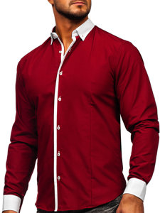 Camisa elegante de manga larga para hombre burdeos Bolf 2782