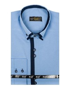 Camisa elegante de manga larga para hombre celeste Bolf 1721-A