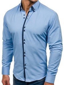 Camisa elegante de manga larga para hombre celeste Bolf 1721-A