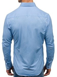 Camisa elegante de manga larga para hombre celeste Bolf 1721-A