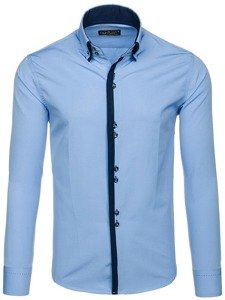 Camisa elegante de manga larga para hombre celeste Bolf 1721-A