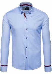 Camisa elegante de manga larga para hombre celeste Bolf 5801-A