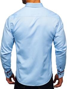 Camisa elegante de manga larga para hombre celeste Bolf 5801-A