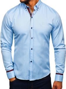 Camisa elegante de manga larga para hombre celeste Bolf 5801-A