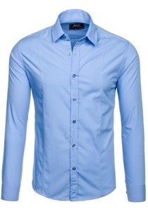 Camisa elegante de manga larga para hombre celeste Bolf 6944