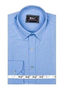 Camisa elegante de manga larga para hombre celeste Bolf 6944