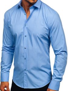 Camisa elegante de manga larga para hombre celeste Bolf 6944