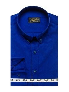 Camisa elegante de manga larga para hombre cobalto Bolf 3713