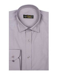 Camisa elegante de manga larga para hombre gris Bolf 1703