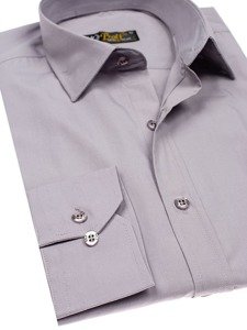 Camisa elegante de manga larga para hombre gris Bolf 1703