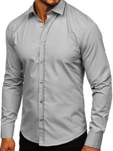 Camisa elegante de manga larga para hombre gris Bolf 1703