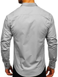 Camisa elegante de manga larga para hombre gris Bolf 1703