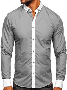 Camisa elegante de manga larga para hombre gris Bolf 21750