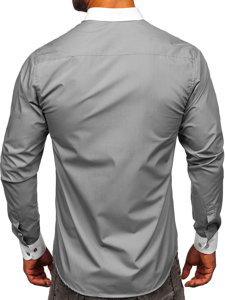 Camisa elegante de manga larga para hombre gris Bolf 21750