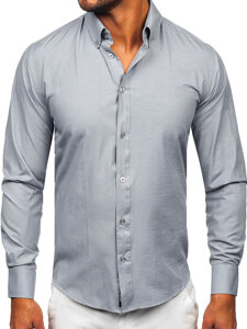 Camisa elegante de manga larga para hombre gris Bolf 5821-1